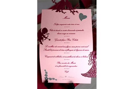 Mariage menu thème amour